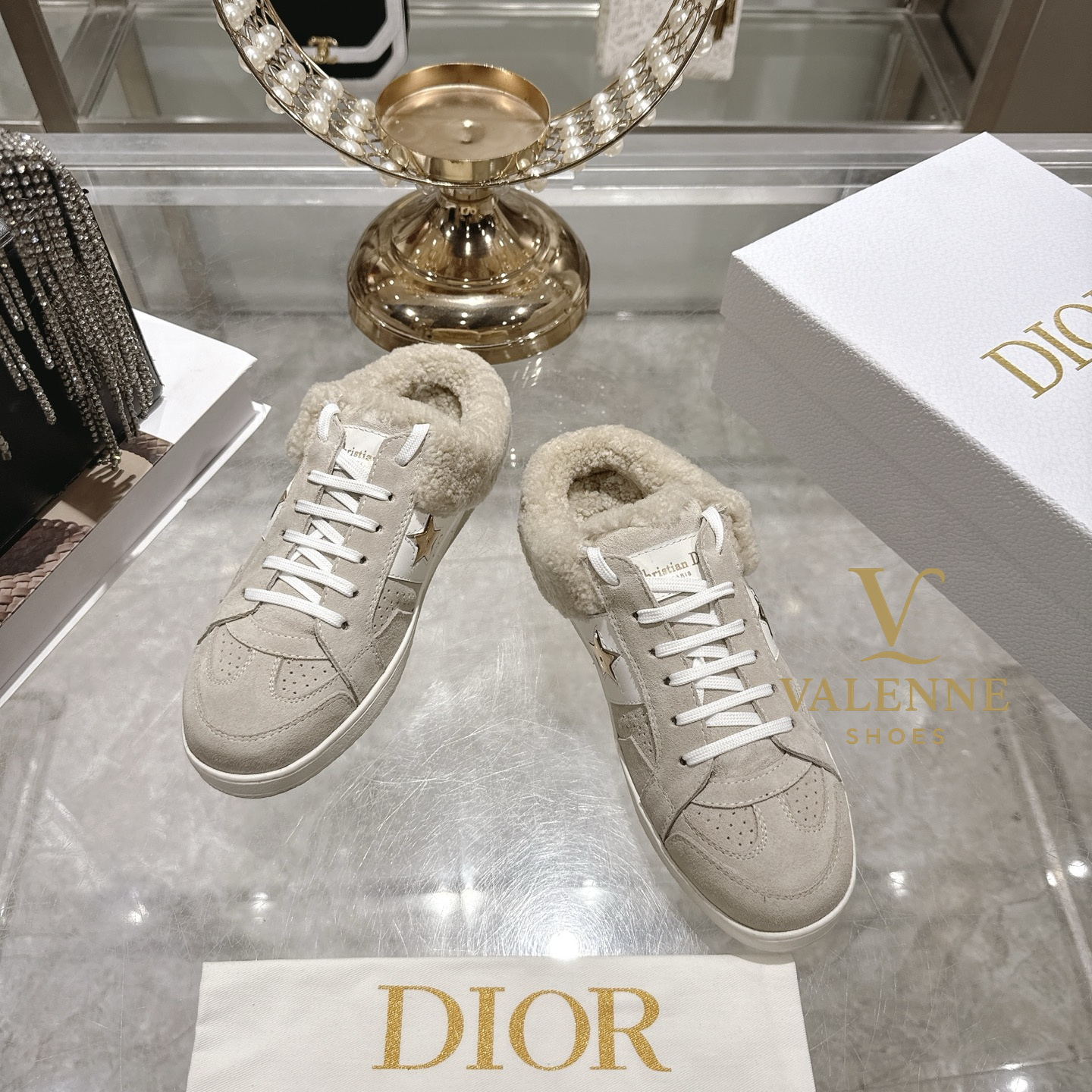 Dior Casual Shoes Furry Slippers (Open-backed)