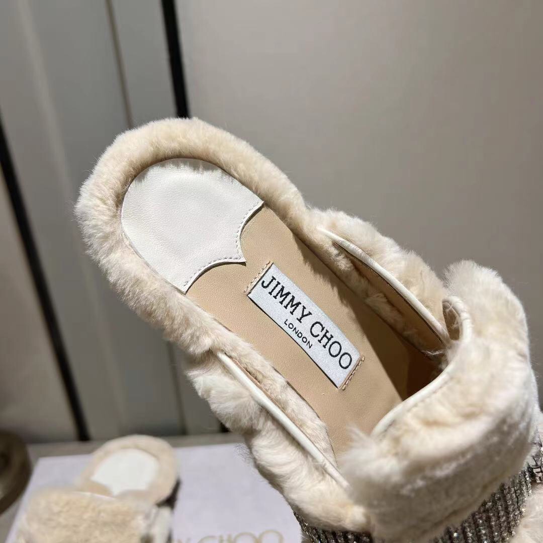 Jimmy Choo Rabbit hair slippers