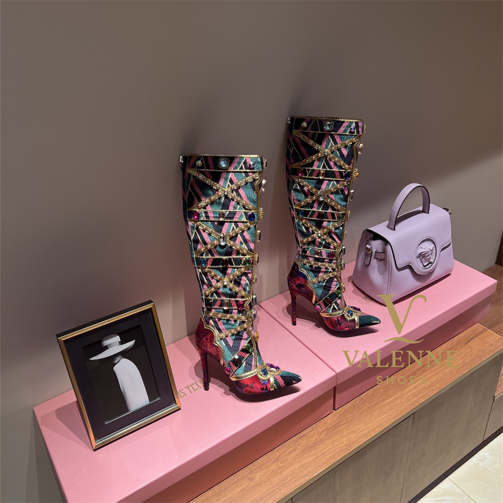 DG Dolce&Gabbana luxury Crystal High Heels Boots