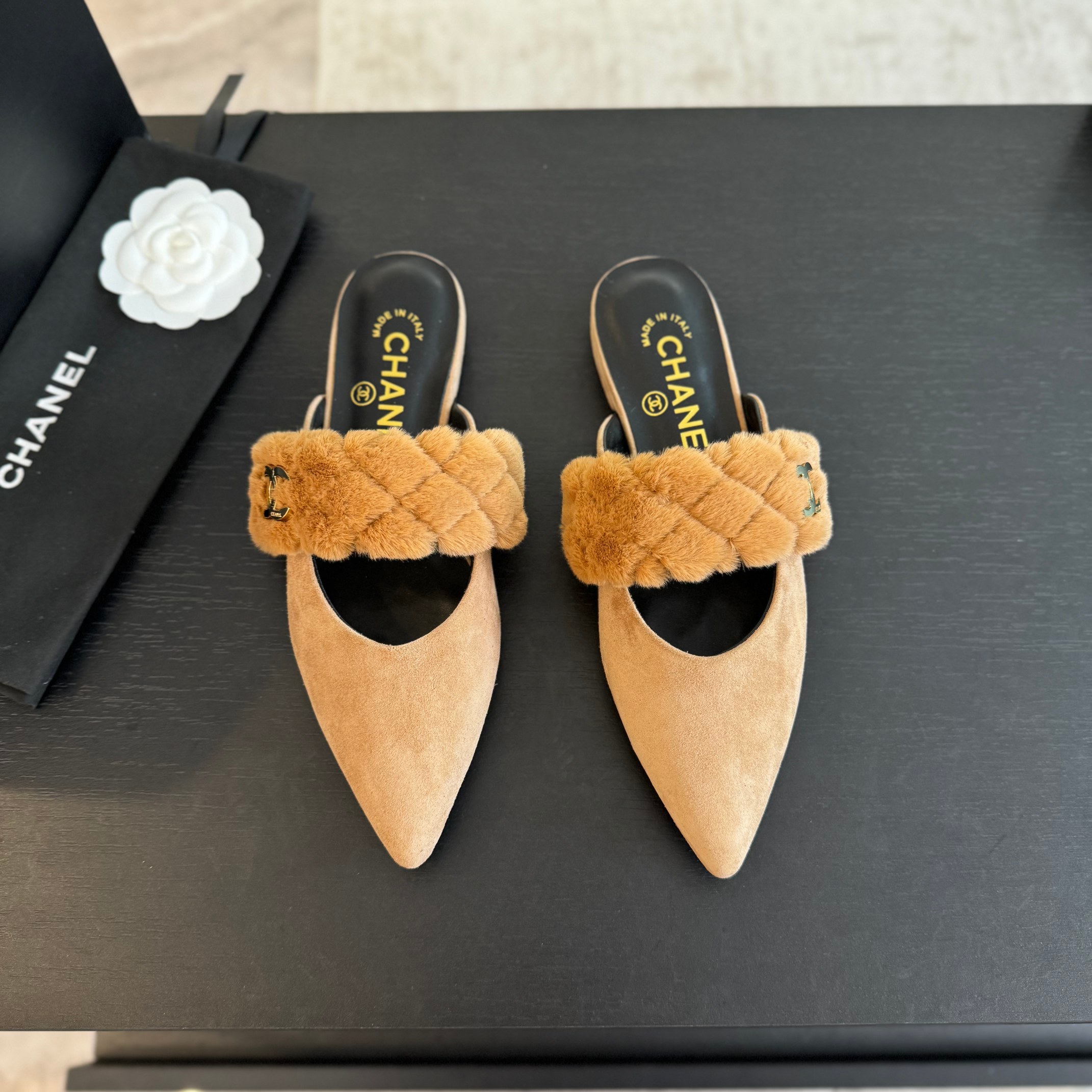 Cha Rabbit Fur Slippers