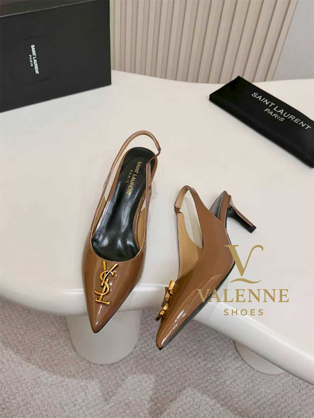 YSL Yves Saint Laurent Pointed-Toe Mid-heel Shoes