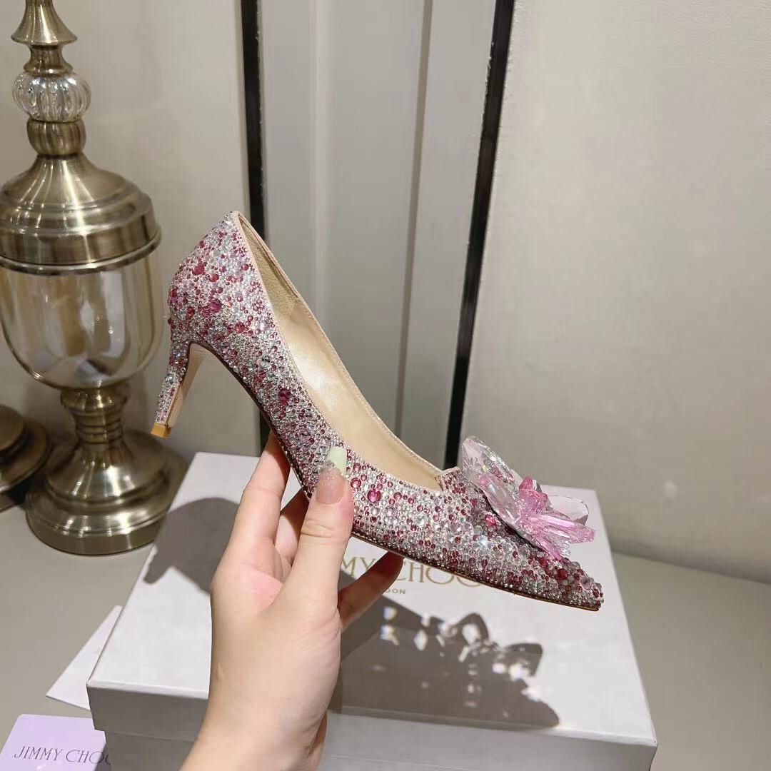 Jimmy Choo Alia Suede crystal high heels rose pink