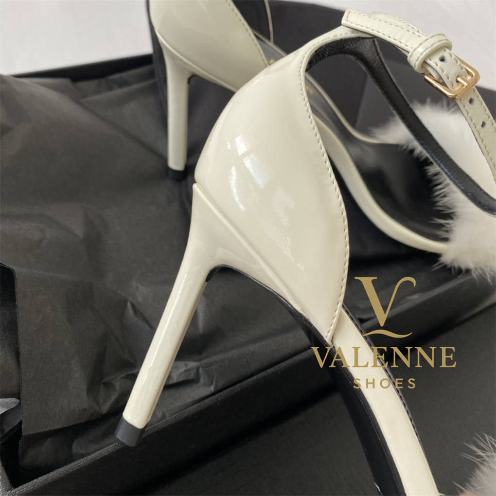 YSL Yves Saint Laurent Mink Fur Strappy high heels