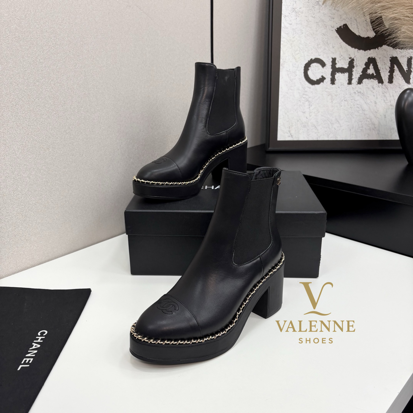 Cha Black High heels Boots Glossy leather