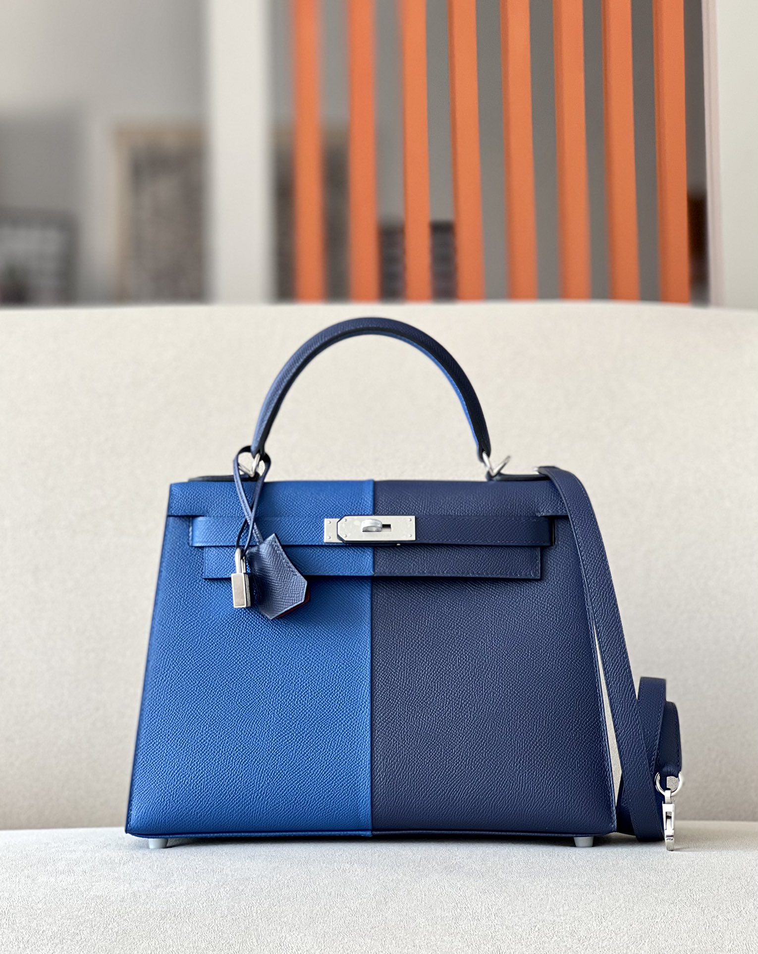 Hermes Kelly Color blocking  25-28cm Epsom Sellier