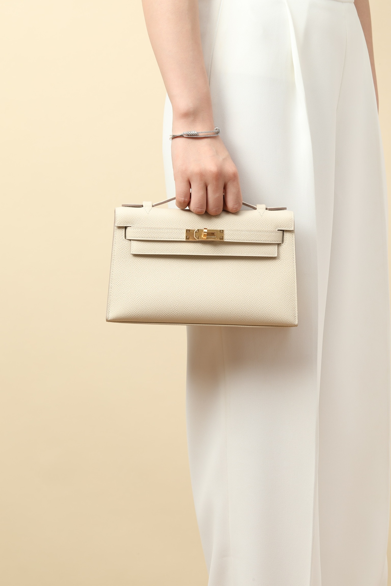 Hermes Kelly #10 Craie 22cm Epsom